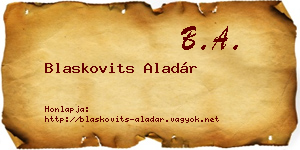 Blaskovits Aladár névjegykártya