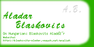 aladar blaskovits business card